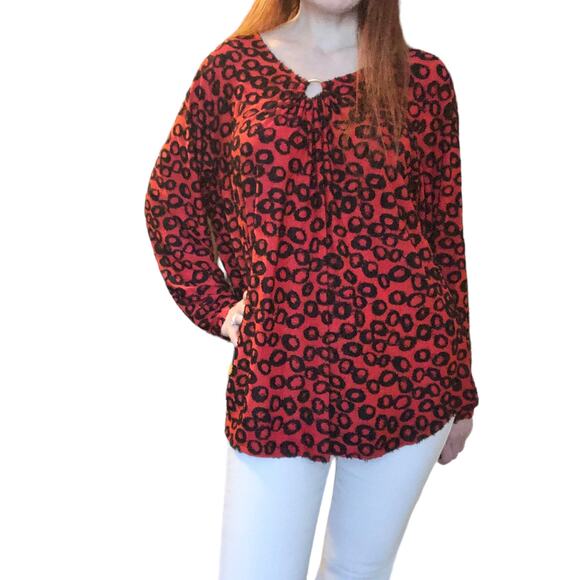 Ruby Rd. Knit V-Neck Long Sleeve Printed Flowy Top Black, Red - Size 1X NWT - Picture 1 of 13